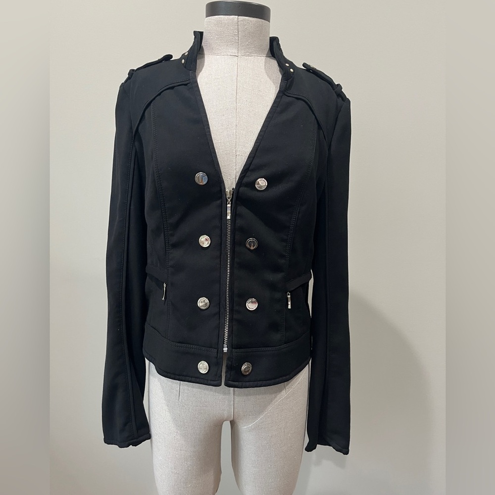White House Black Market Black Military-Style Double-Breasted Jacket